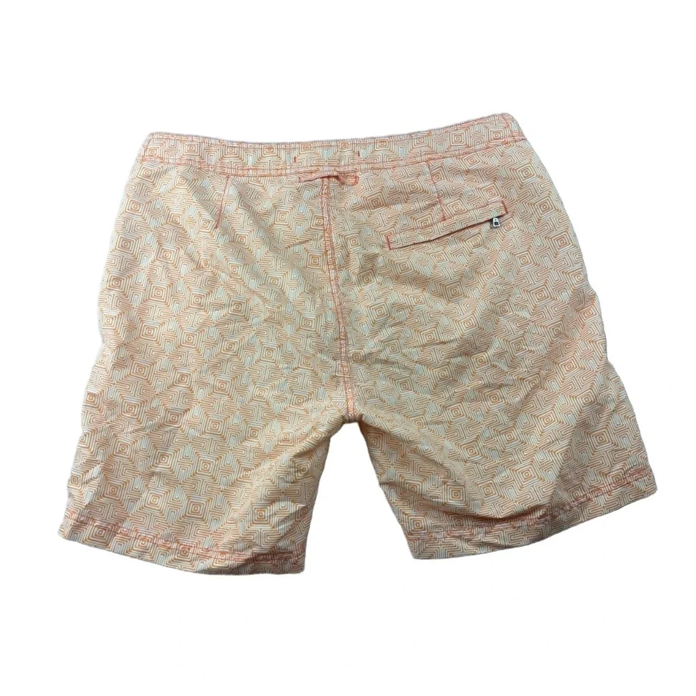 Prince & Bond Swim Trunks Men 34 Orange Elvio 75 Geometric Portugal Made Summer